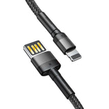 Baseus Cafule Dobbeltsidet USB-lyskablet 1,5A 2m (grå+sort)