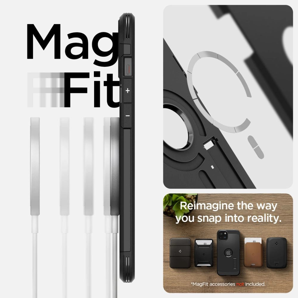 Spigen Tough Armor MagSafe-fodral til iPhone 15 - sort