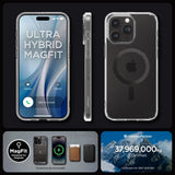 Spigen Ultra Hybrid Mag Case med MagSafe til iPhone 15 Pro Max - Grå
