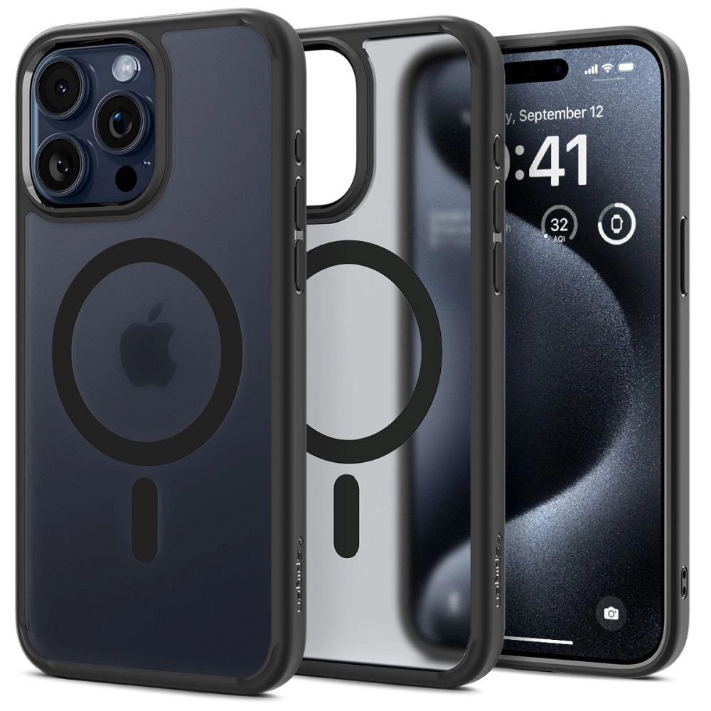 Spigen Ultra Hybrid Mag Case med MagSafe til iPhone 15 Pro - klar sort