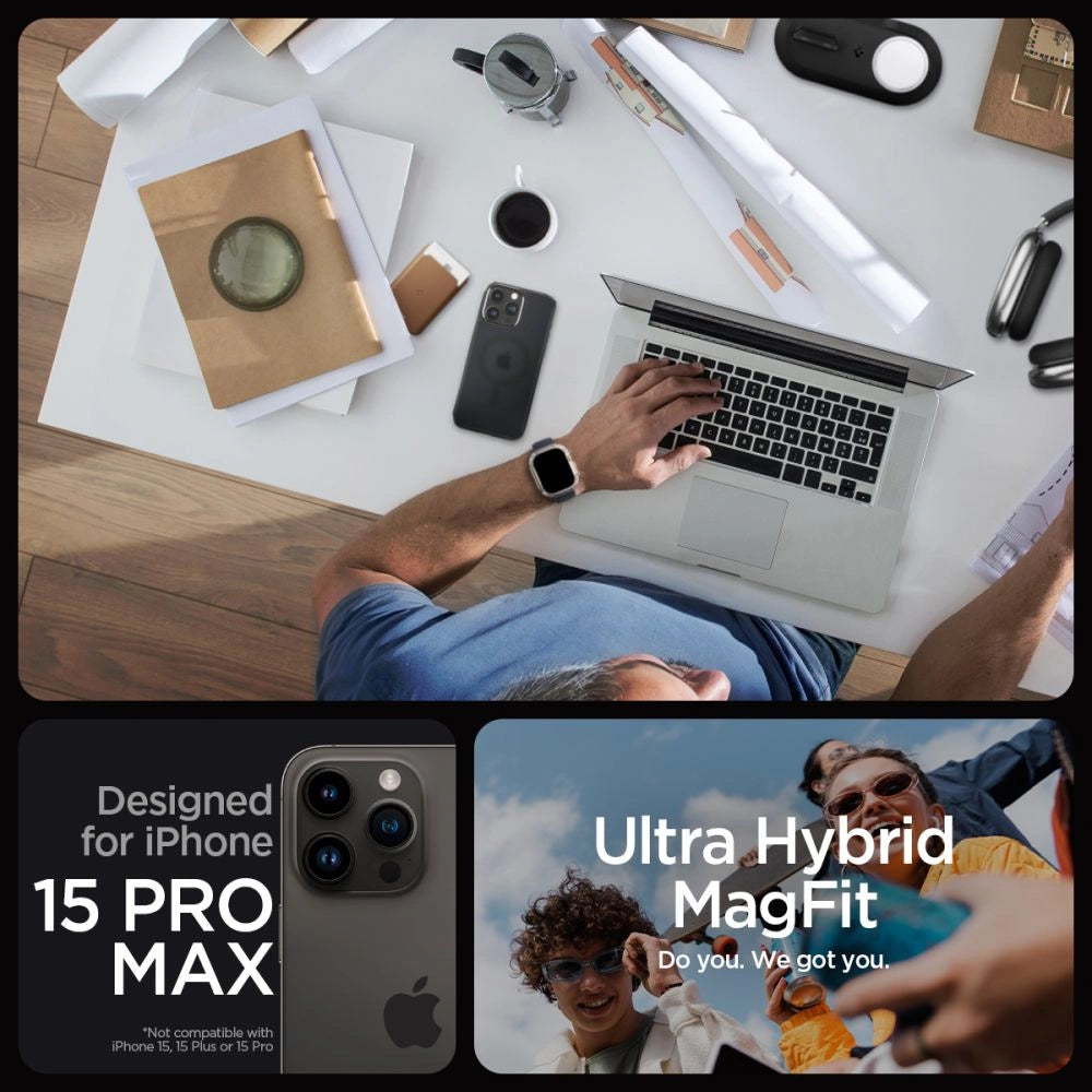 Spigen Ultra Hybrid Mag Case med MagSafe til iPhone 15 Pro Max - Clear Black