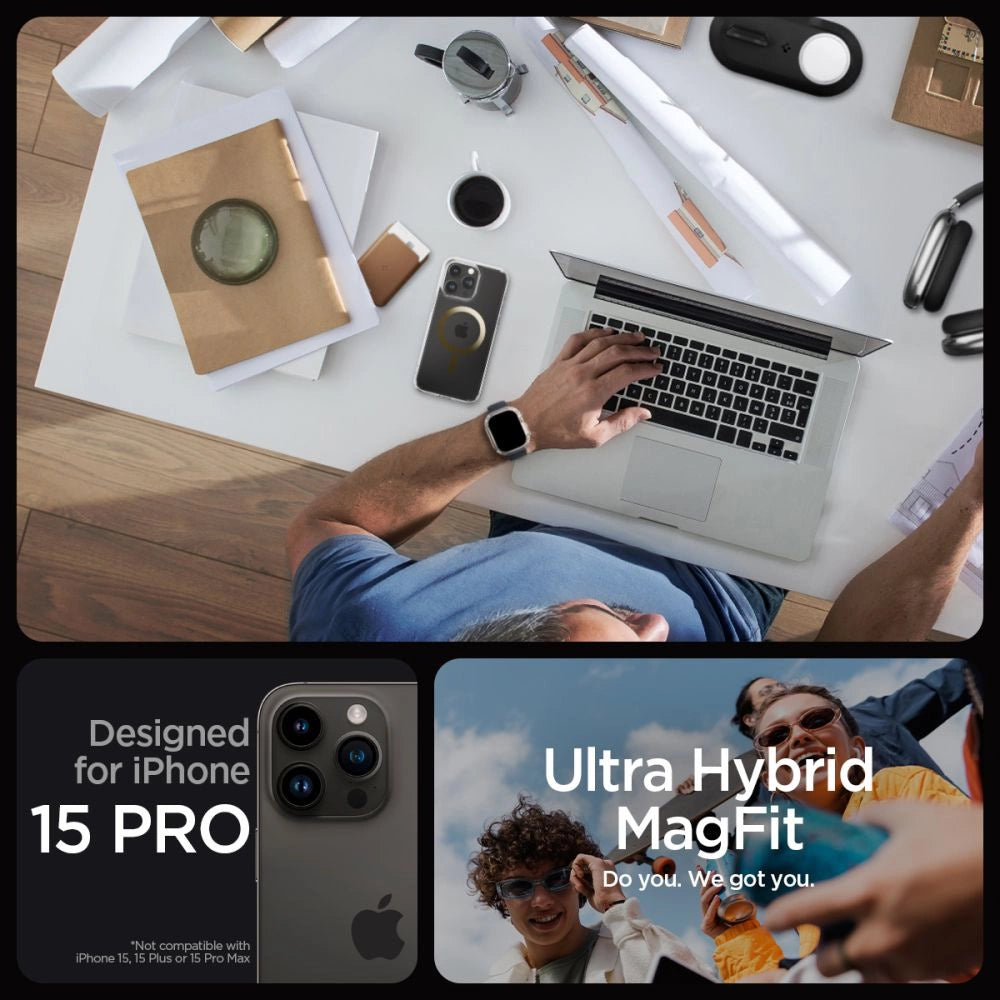 Spigen Ultra Hybrid Mag Case med MagSafe til iPhone 15 Pro - Guld