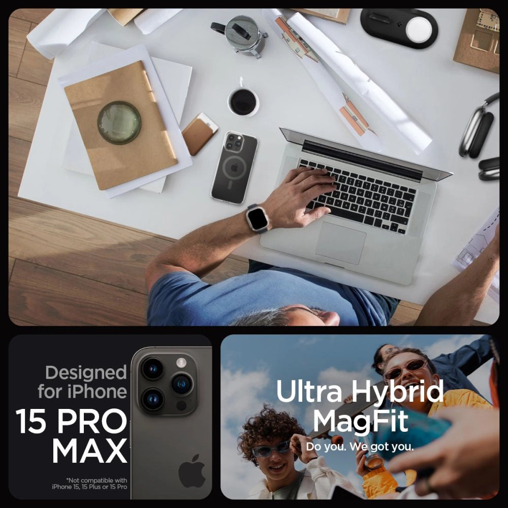 Spigen Ultra Hybrid Mag case med MagSafe til iPhone 15 Pro Max - grafit