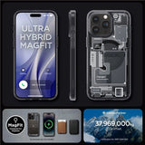 Spigen Ultra Hybrid Mag Case med MagSafe til iPhone 15 Pro - mørkgrå (Zero One mønster)