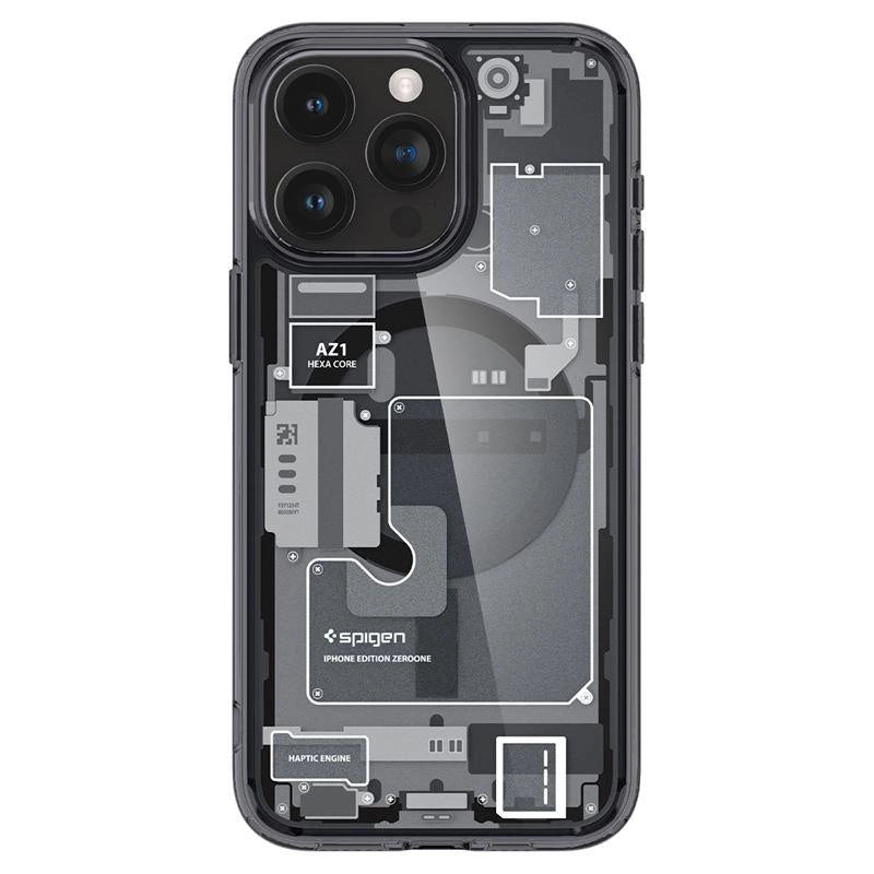 Spigen Ultra Hybrid Mag Case med MagSafe til iPhone 15 Pro - mørkgrå (Zero One mønster)
