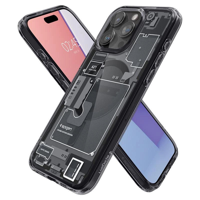 Spigen Ultra Hybrid Mag Case med MagSafe til iPhone 15 Pro - mørkgrå (Zero One mønster)