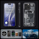 Spigen Ultra Hybrid Mag Case med MagSafe til iPhone 15 Pro - mørkgrå (Zero One mønster)