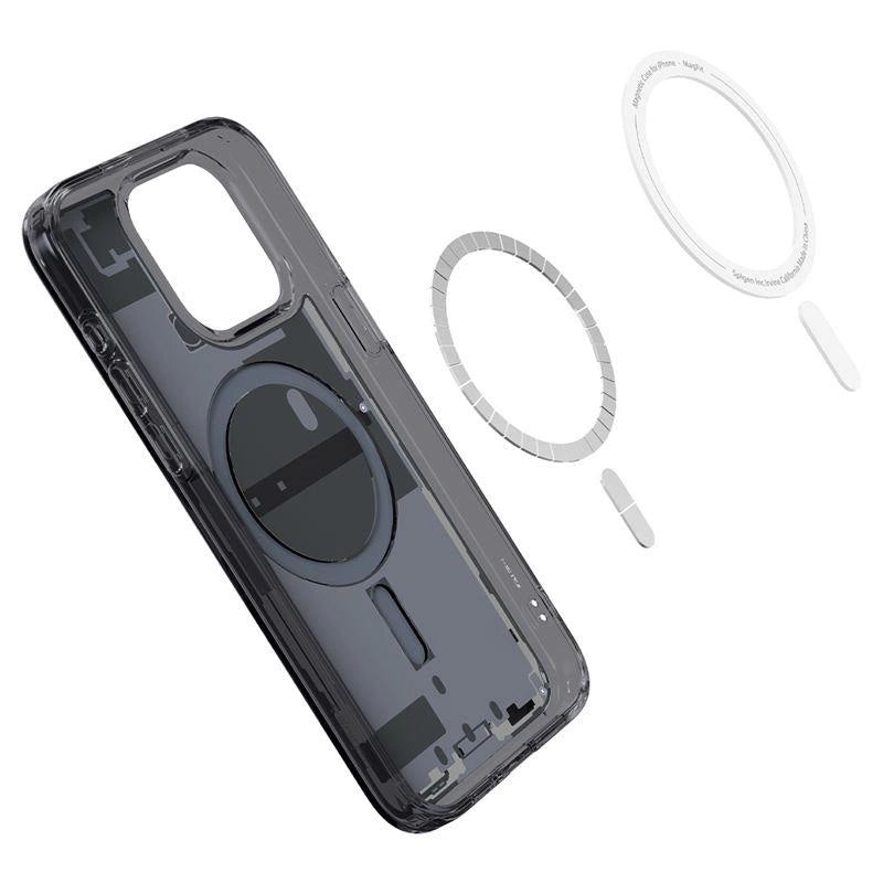 Spigen Ultra Hybrid Mag Case med MagSafe til iPhone 15 Pro - mørkgrå (Zero One mønster)