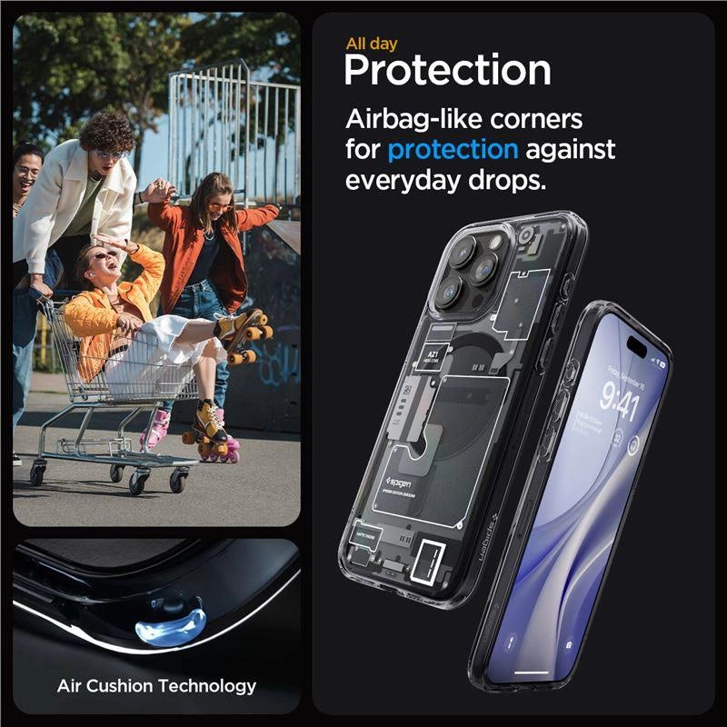Spigen Ultra Hybrid Mag Case med MagSafe til iPhone 15 Pro - mørkgrå (Zero One mønster)