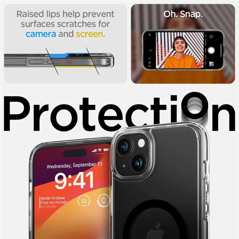 Spigen Ultra Hybrid S MagSafe Case med stativ til iPhone 15 Plus - sort