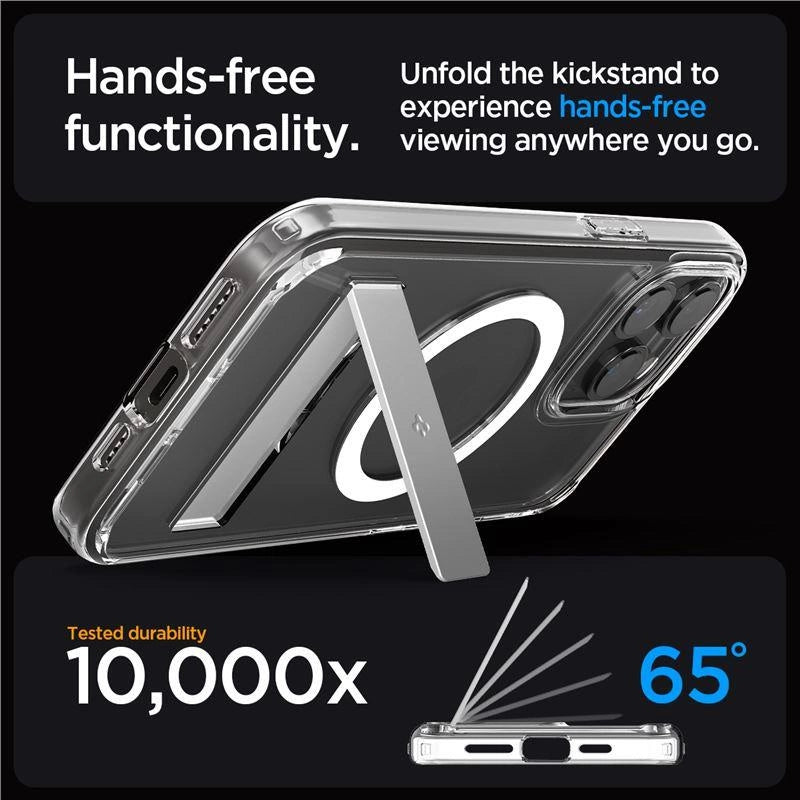 Spigen Ultra Hybrid S MagSafe Case med stativ til iPhone 15 Pro - Gennemsigtig