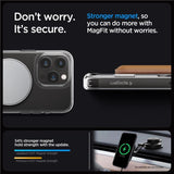 Spigen Ultra Hybrid S MagSafe Case med stativ til iPhone 15 Pro - Gennemsigtig