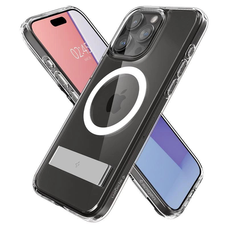 Spigen Ultra Hybrid S MagSafe Case med stativ til iPhone 15 Pro - Gennemsigtig