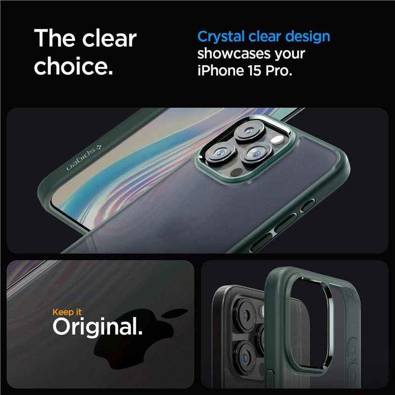Spigen Ultra Hybrid iPhone 15 Pro Case - mørkegrøn