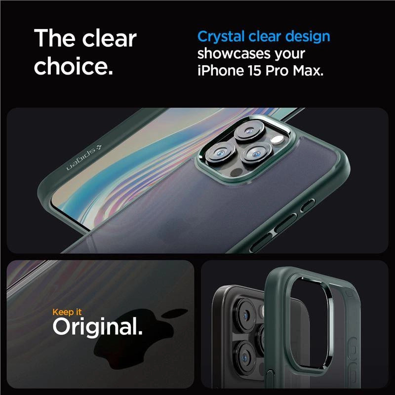 Spigen Ultra Hybrid iPhone 15 Pro Max-kasse - mørkegrøn