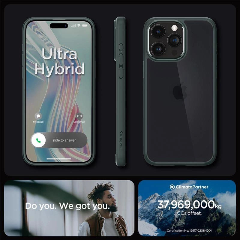 Spigen Ultra Hybrid iPhone 15 Pro Max-kasse - mørkegrøn