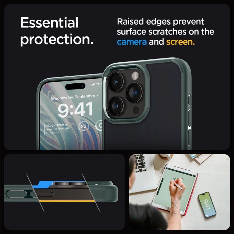 Spigen Ultra Hybrid iPhone 15 Pro Max-kasse - mørkegrøn