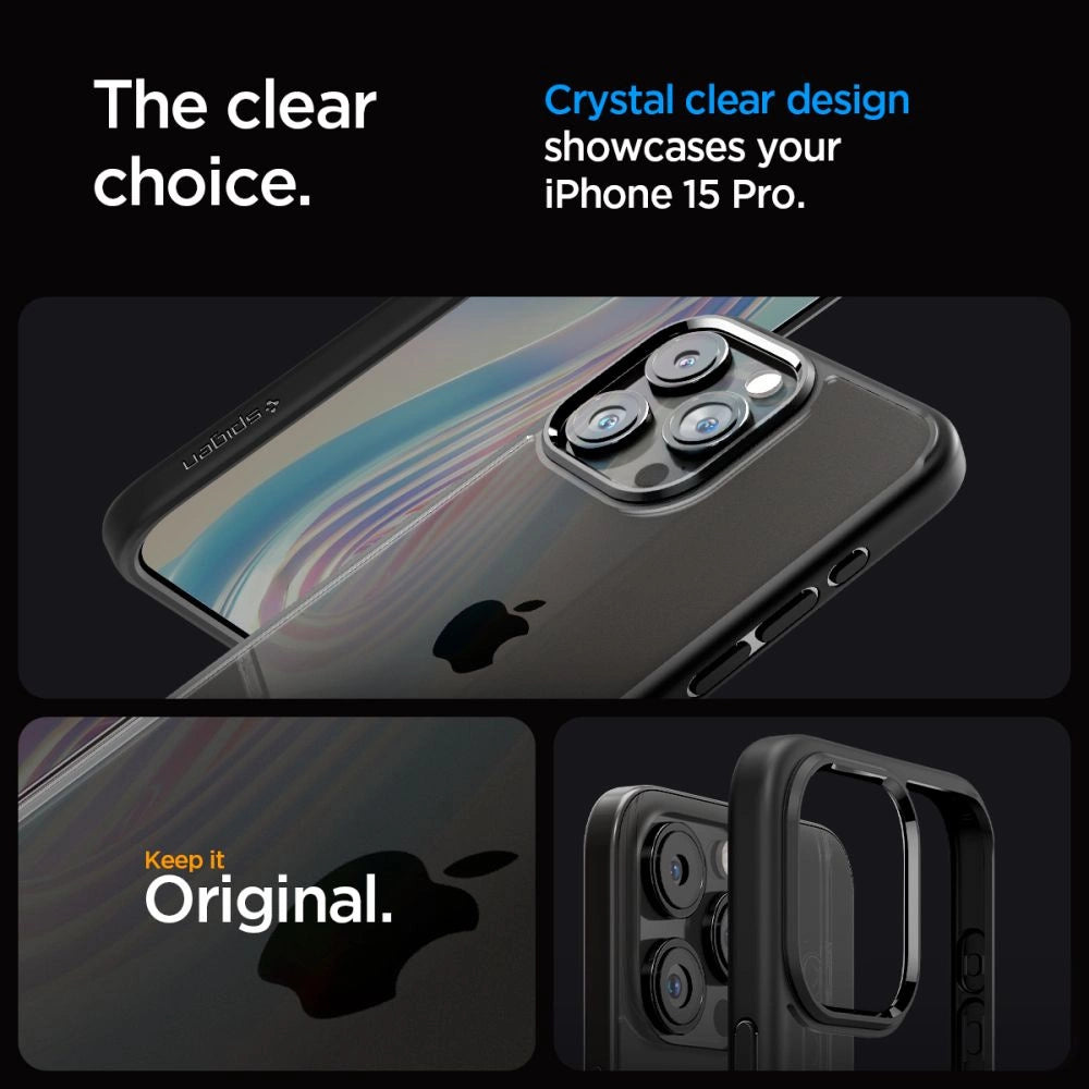 Spigen Ultra Hybrid iPhone 15 Pro Case - Matte sort