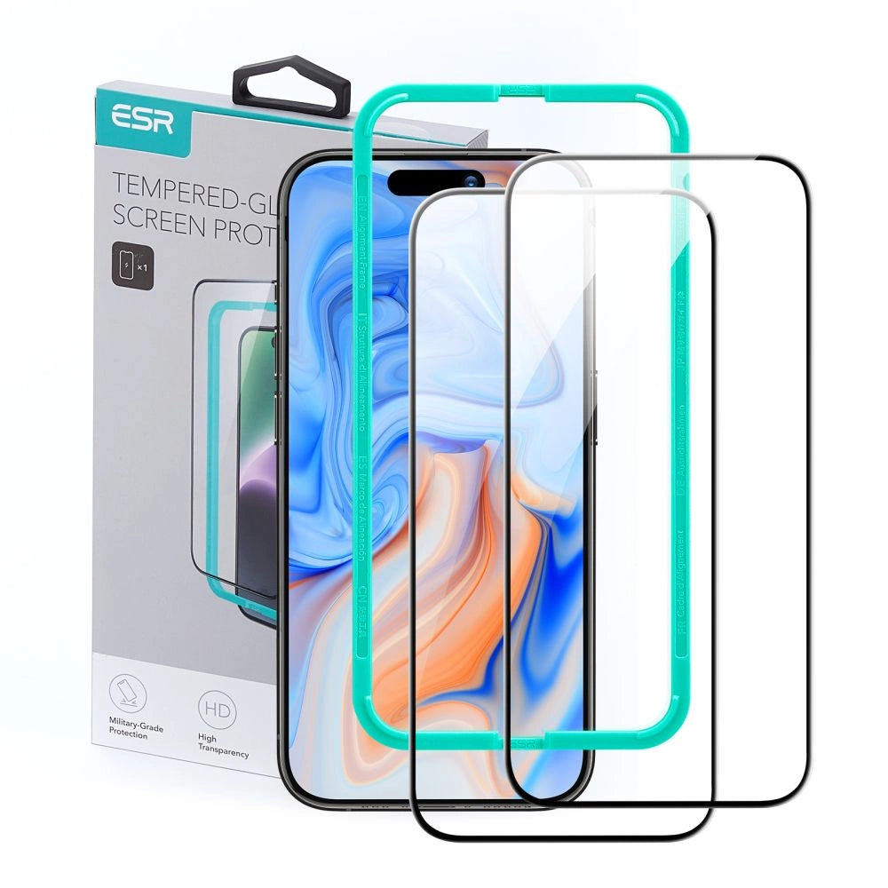 ESR tempereret glas til iPhone 15 - sort 2 stk.