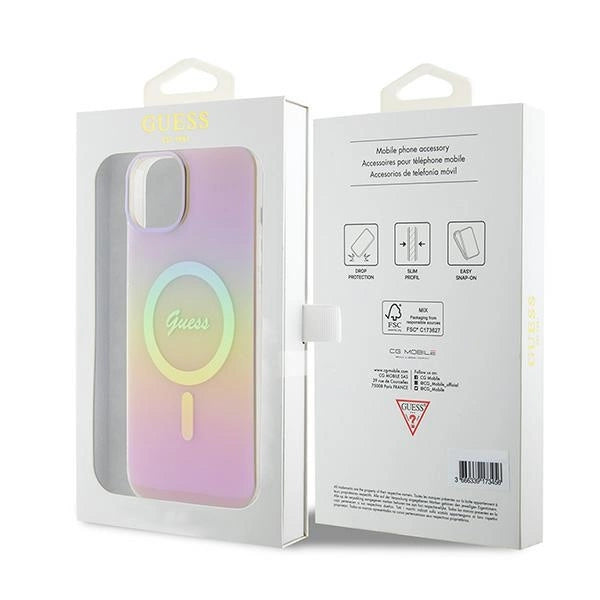 Guess GUHMP15SHITSP iPhone 15 6.1" pink/pink hardcase IML Iridescent MagSafe