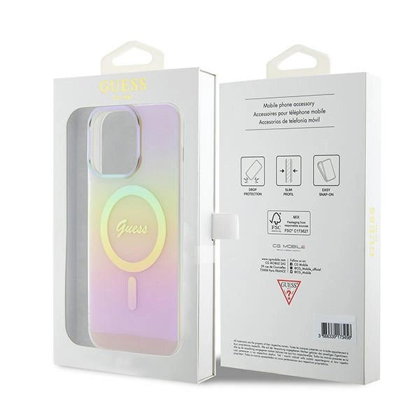 Guess GUHMP15XHITSP iPhone 15 Pro Max 6.7" pink/pink hardcase IML Iridescent MagSafe