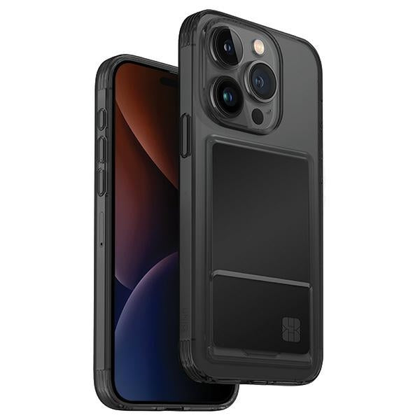 Uniq Air Fender ID Card slot case til iPhone 15 Pro Max - grå