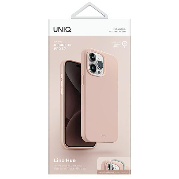Uniq Lino Hue Magclick opladningsfoder til iPhone 15 Pro Max - lyserød