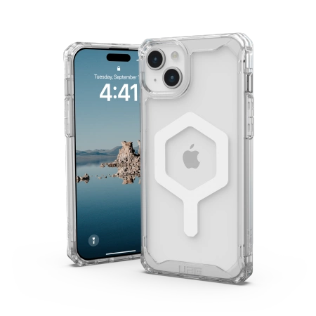 UAG Plyo MagSafe-fodral til iPhone 15 Plus - gennemsigtig og hvid