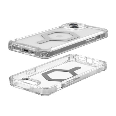 UAG Plyo MagSafe-hylster til iPhone 15 Plus - gennemsigtige og sølvfarvede