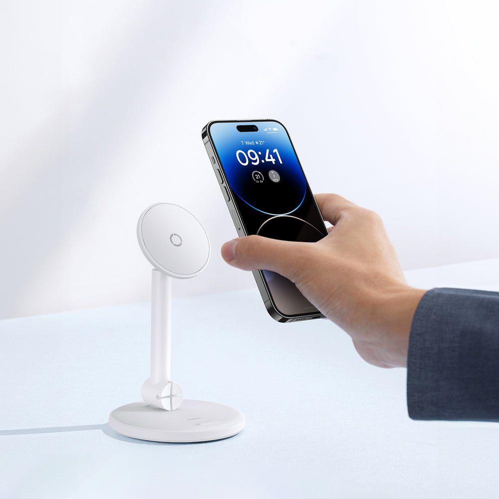 Baseus MagPro magnetisk stående holder til telefonen - hvid