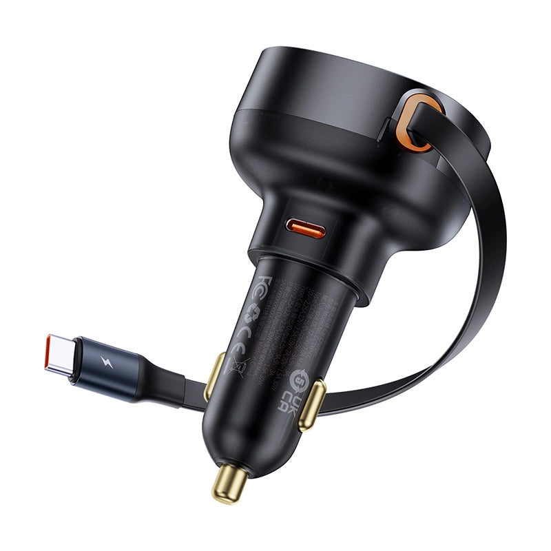 Baseus Enjoyment Pro USB-C (kvindelig) / USB-C (mandlig) 60W biloplader - sort