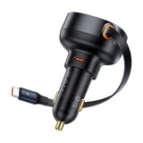 Baseus Enjoyment Pro USB-C (kvindelig) / USB-C (mandlig) 60W biloplader - sort