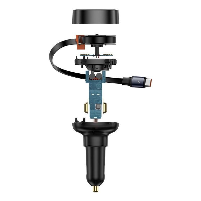 Baseus Enjoyment Pro USB-C (kvindelig) / USB-C (mandlig) 60W biloplader - sort
