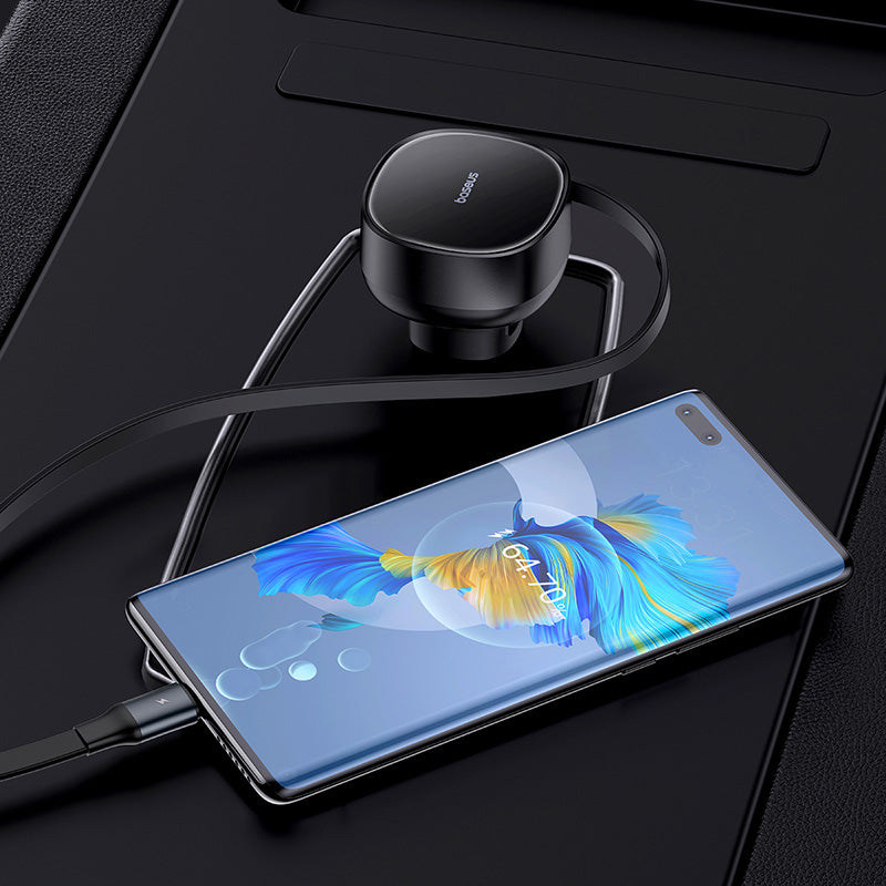 Baseus Enjoyment Pro USB-C (kvindelig) / USB-C (mandlig) 60W biloplader - sort