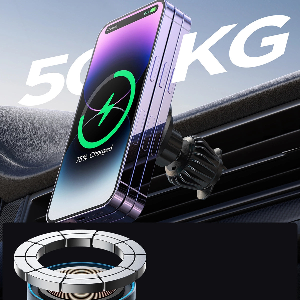 Joyroom magnetisk bilholder 15W trådløs oplader til luftventil sort (JR-ZS240 Pro)