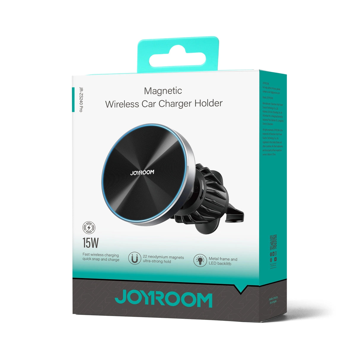 Joyroom magnetisk bilholder 15W trådløs oplader til luftventil sort (JR-ZS240 Pro)