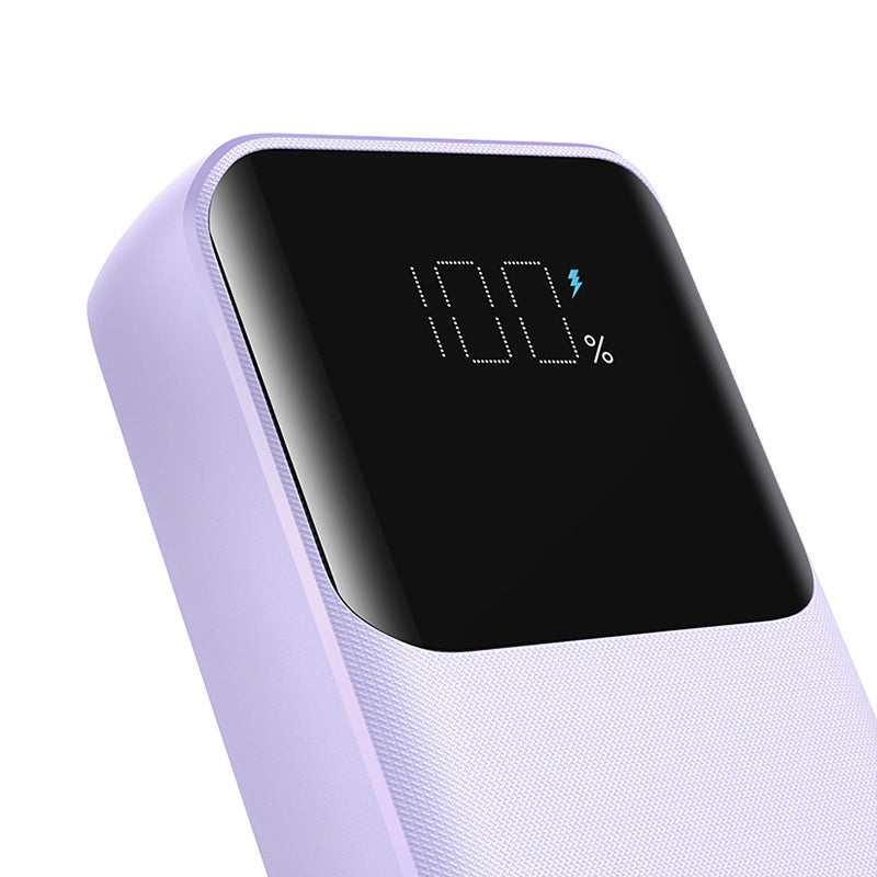 Joyroom JR-PBC06 mini powerbank med indbygget USB-C / Lightning kabler 30W 10000mAh - lilla