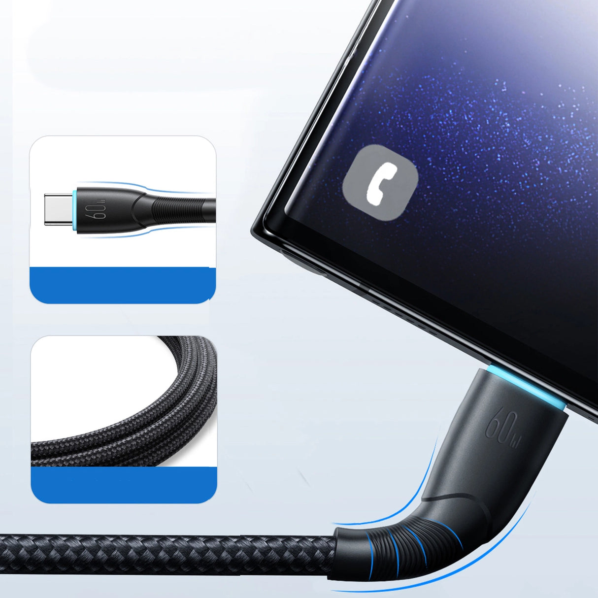 Joyroom Starry Series SA32-CC3 USB-C / USB-C kabel 60W 1m - sort