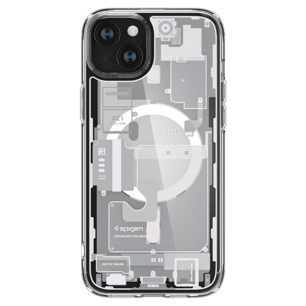 Spigen Ultra Hybrid Mag Case med MagSafe til iPhone 15 - hvid (Zero One mønster)