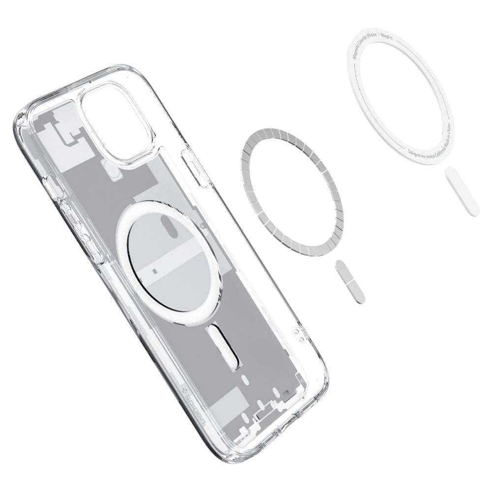 Spigen Ultra Hybrid Mag Case med MagSafe til iPhone 15 - hvid (Zero One mønster)