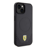 Ferrari FEHMP15SPTEK iPhone 15 6.1" sort/sort hårdkasse Carbon Metal Logo MagSafe