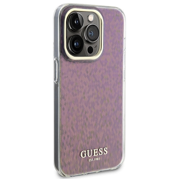 Guess GUHCP15LHDECMP iPhone 15 Pro 6.1" pink/pink hardcase IML facetteret spejl Disco Iridescent