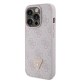 Guess læder 4G Triangle Strass iPhone 15 Pro Case - Pink