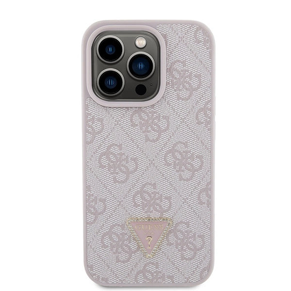 Guess læder 4G Triangle Strass iPhone 15 Pro Case - Pink