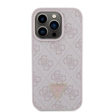 Guess læder 4G Triangle Strass iPhone 15 Pro Case - Pink