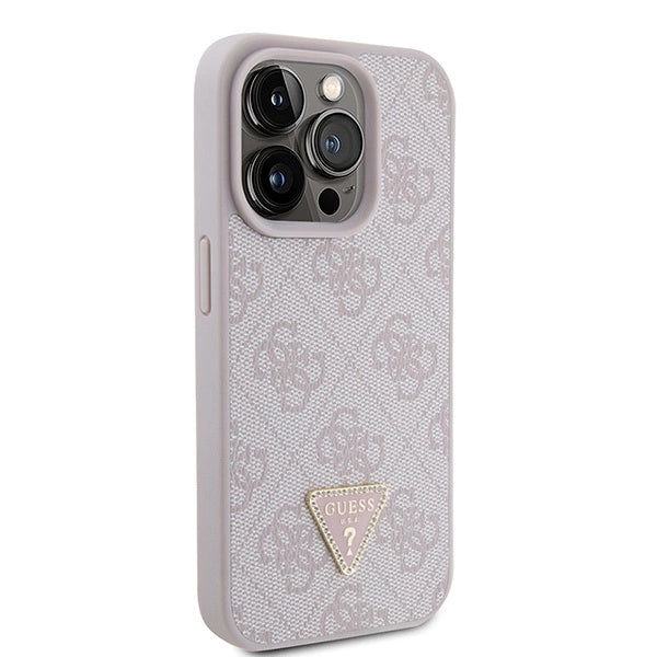 Guess læder 4G Triangle Strass iPhone 15 Pro Case - Pink