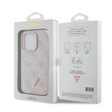 Guess læder 4G Triangle Strass iPhone 15 Pro Case - Pink