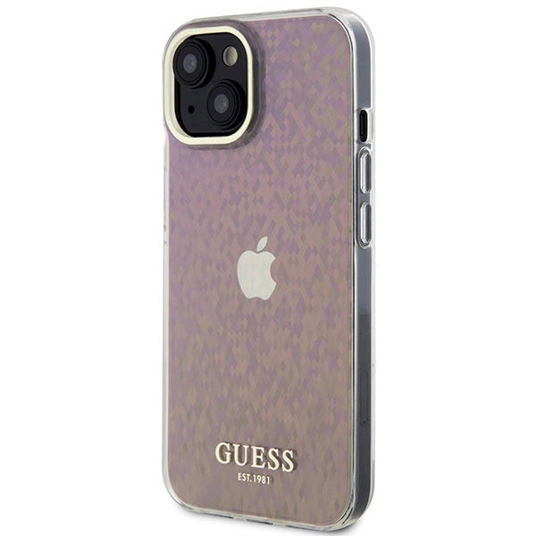 Guess GUHCP15SHDECMP iPhone 15 6.1" pink/pink hardcase IML facetteret spejl Disco Iridescent