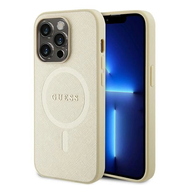 Guess GUHMP15LPSAHMCB iPhone 15 Pro 6.1" guld/guld hardcase Saffiano MagSafe