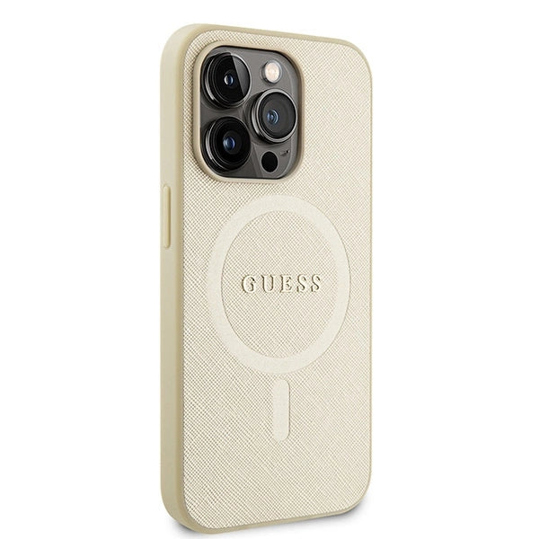 Guess GUHMP15LPSAHMCB iPhone 15 Pro 6.1" guld/guld hardcase Saffiano MagSafe